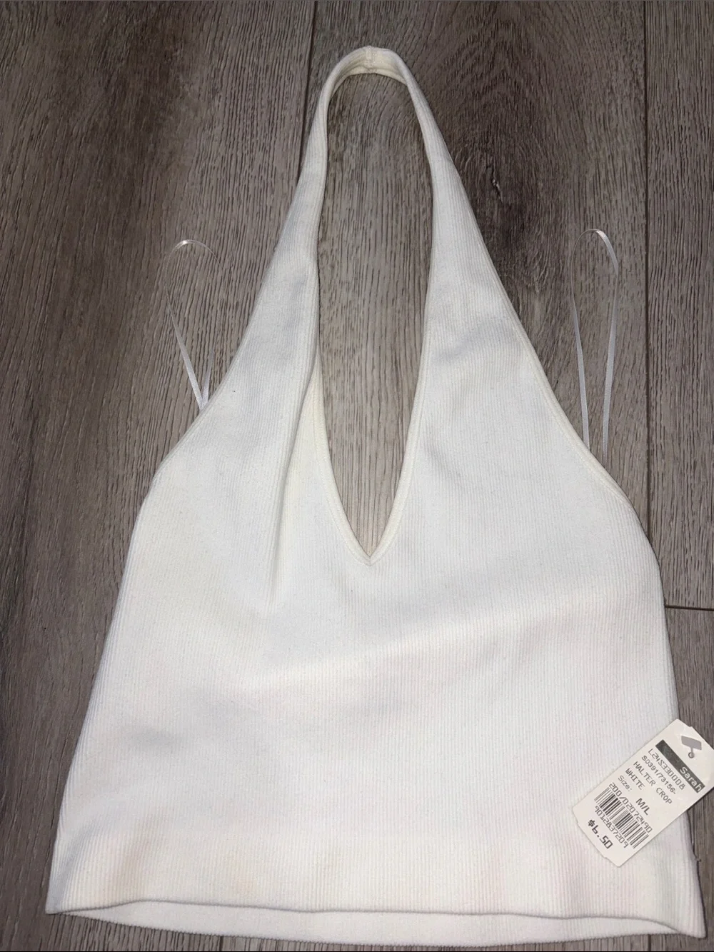 Women's White Halter Knit Top, Backless